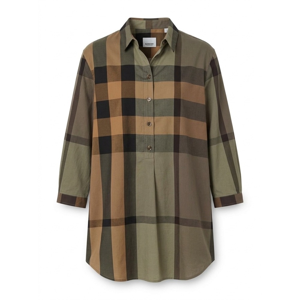 Burberry Brit Exploded Check Plaid Tunic Blouse Women's M
